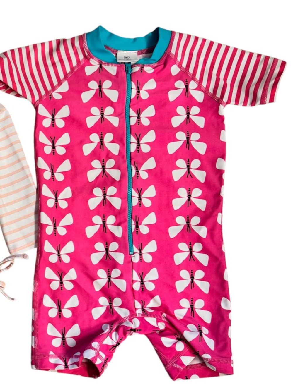 Hanna Andersson girls toddler long sleeve zip pink swimsuit - Picture 1 of 3